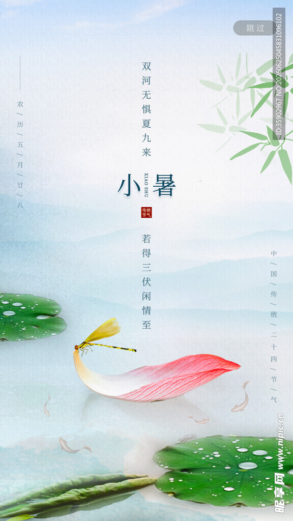 夏日荷塘中的唯美荷鸟画