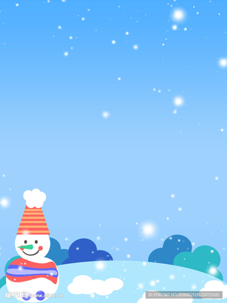 雪地中的可爱雪人