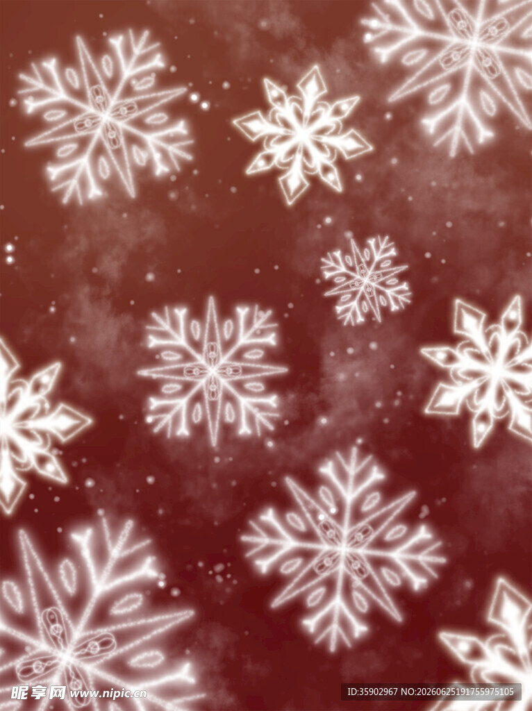 红色背景上的精美雪花图案