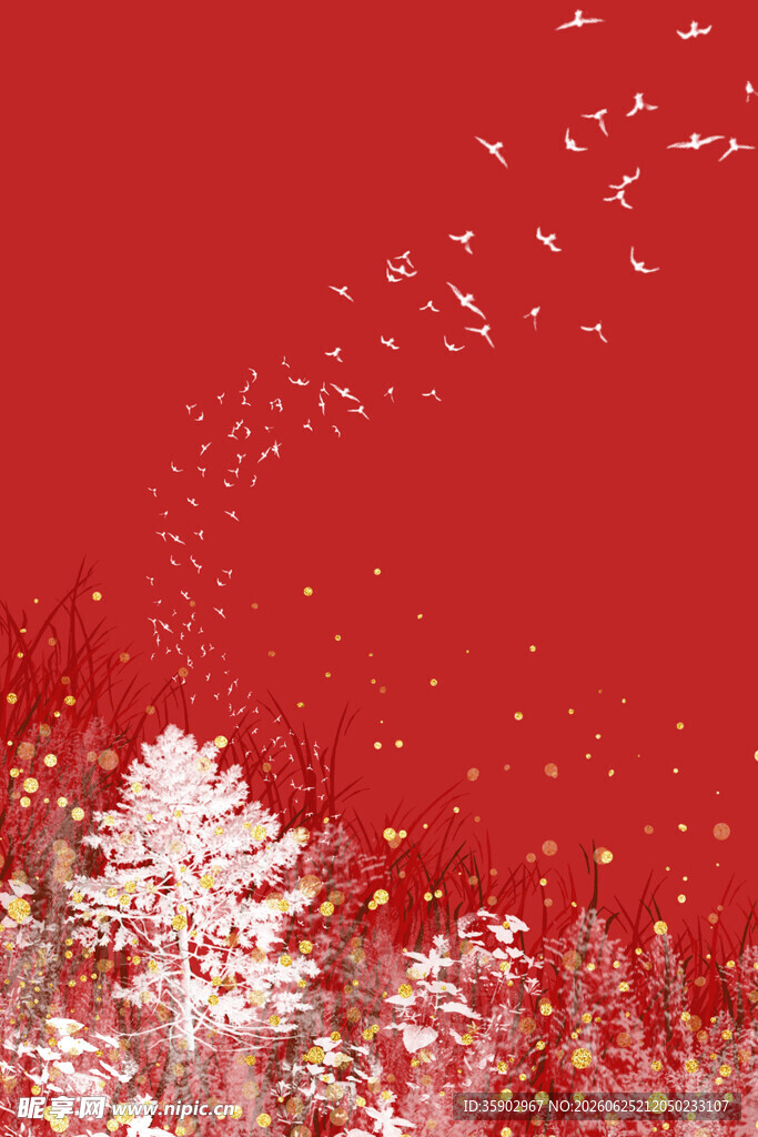 红色雪景背景图