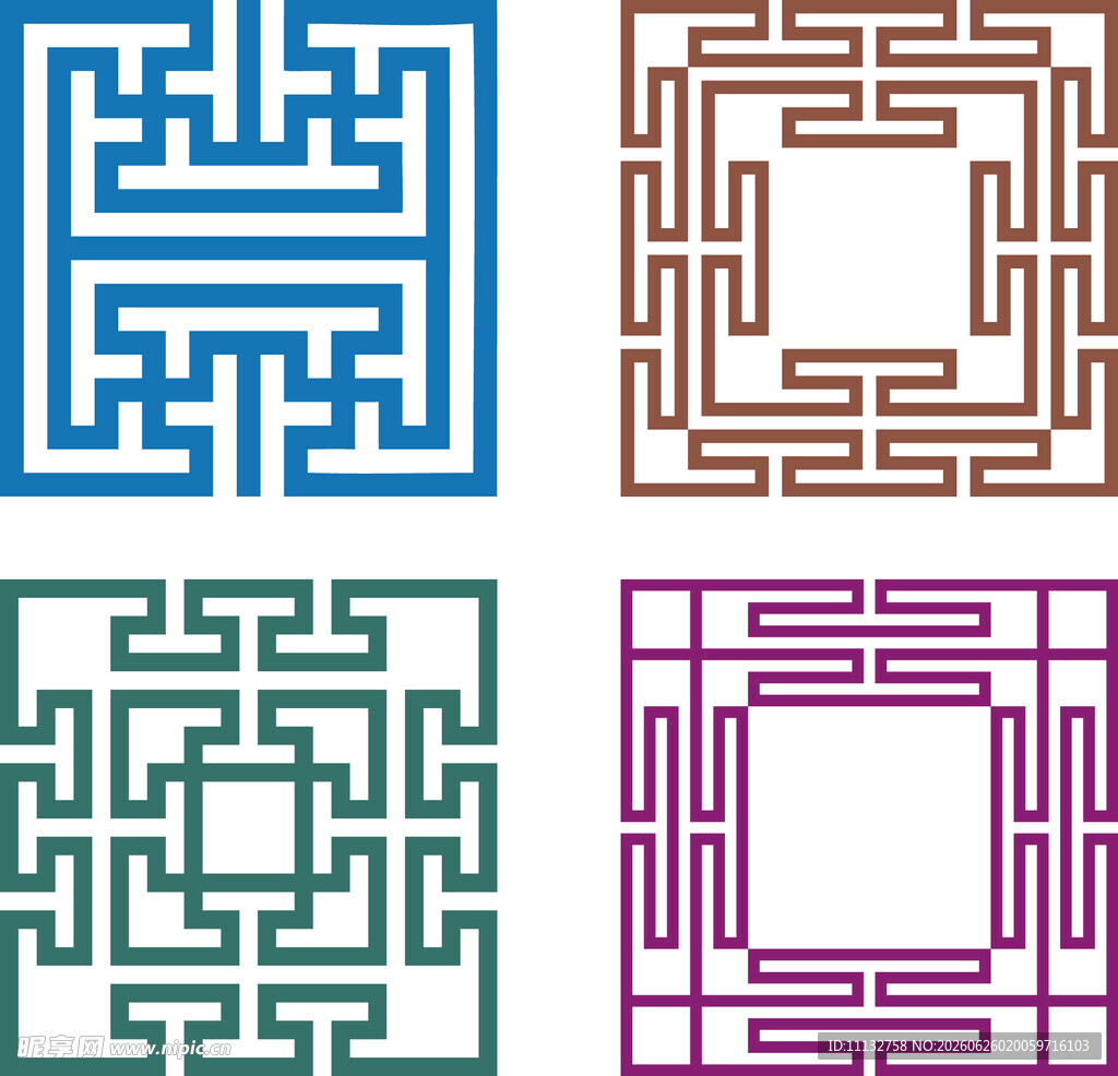 中式镂空方型窗花
