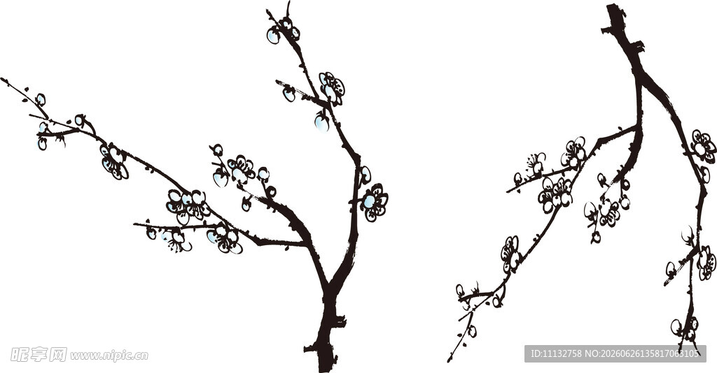 水墨风梅花树枝