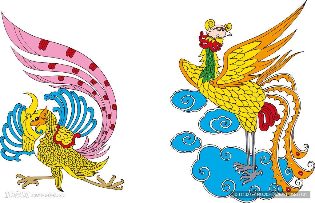 传统凤凰祥瑞图案展现