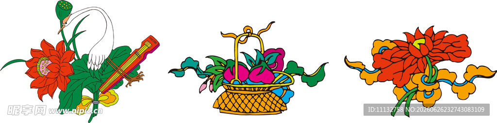 传统花卉花鸟装饰图案