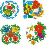 传统花卉花鸟装饰图案