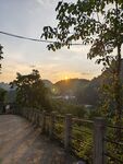 黄昏下的林间小道美景