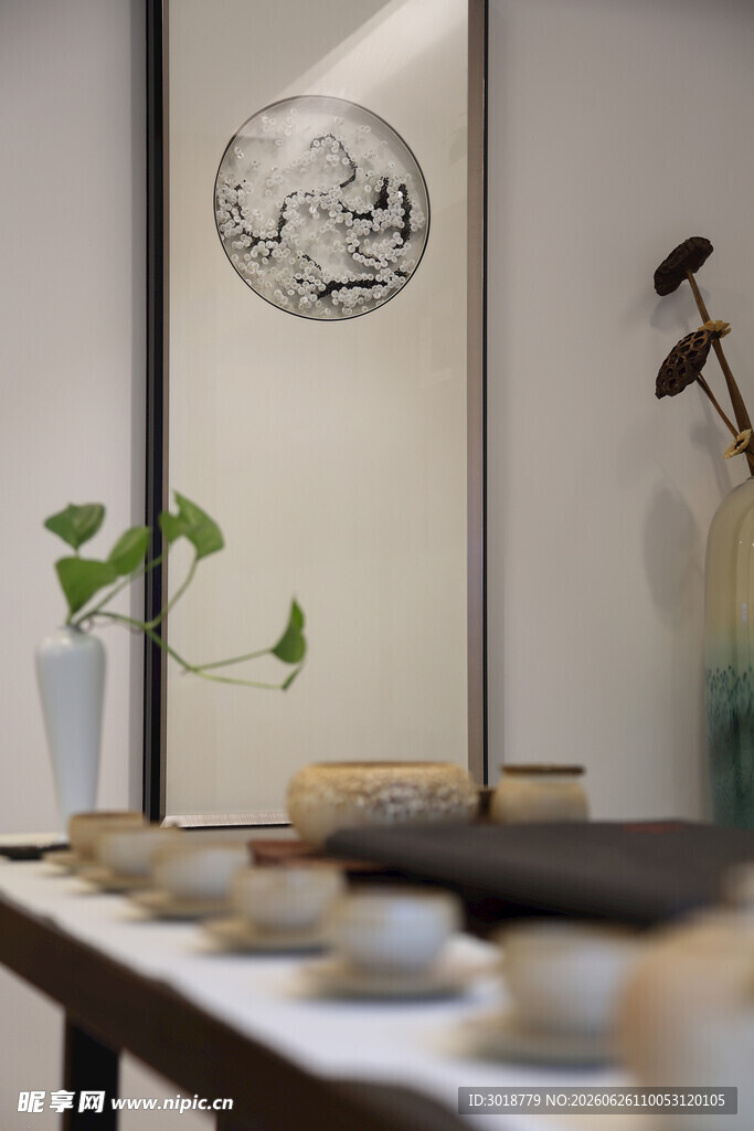 中式茶室雅致茶具陈设