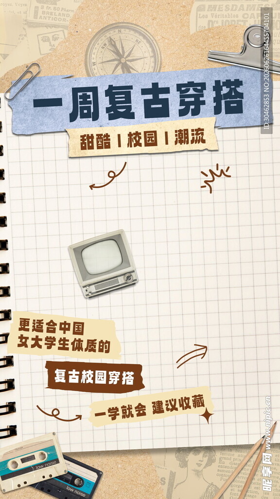 一周复古穿搭灵感小红书封面