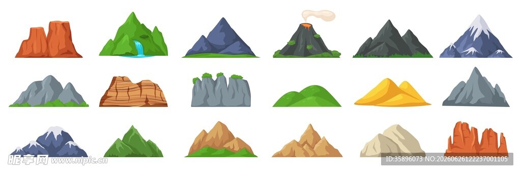 卡通山脉素材