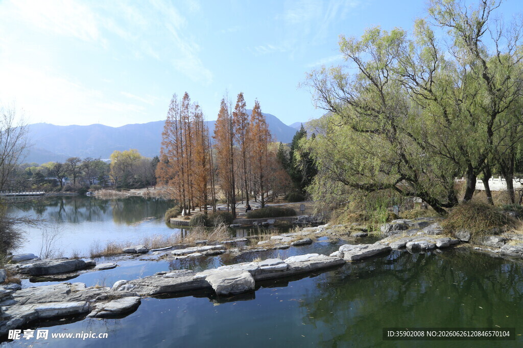 湖畔春色宜人景