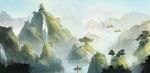 水墨山水间的悠然意境