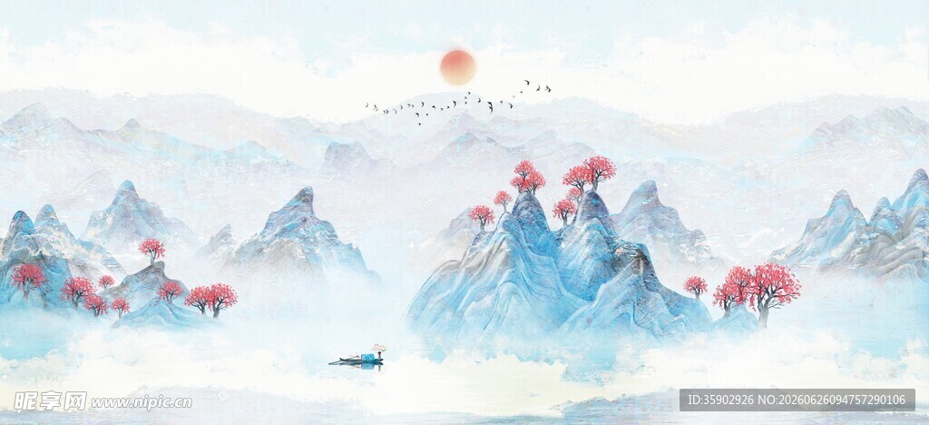 水墨山水雪景图