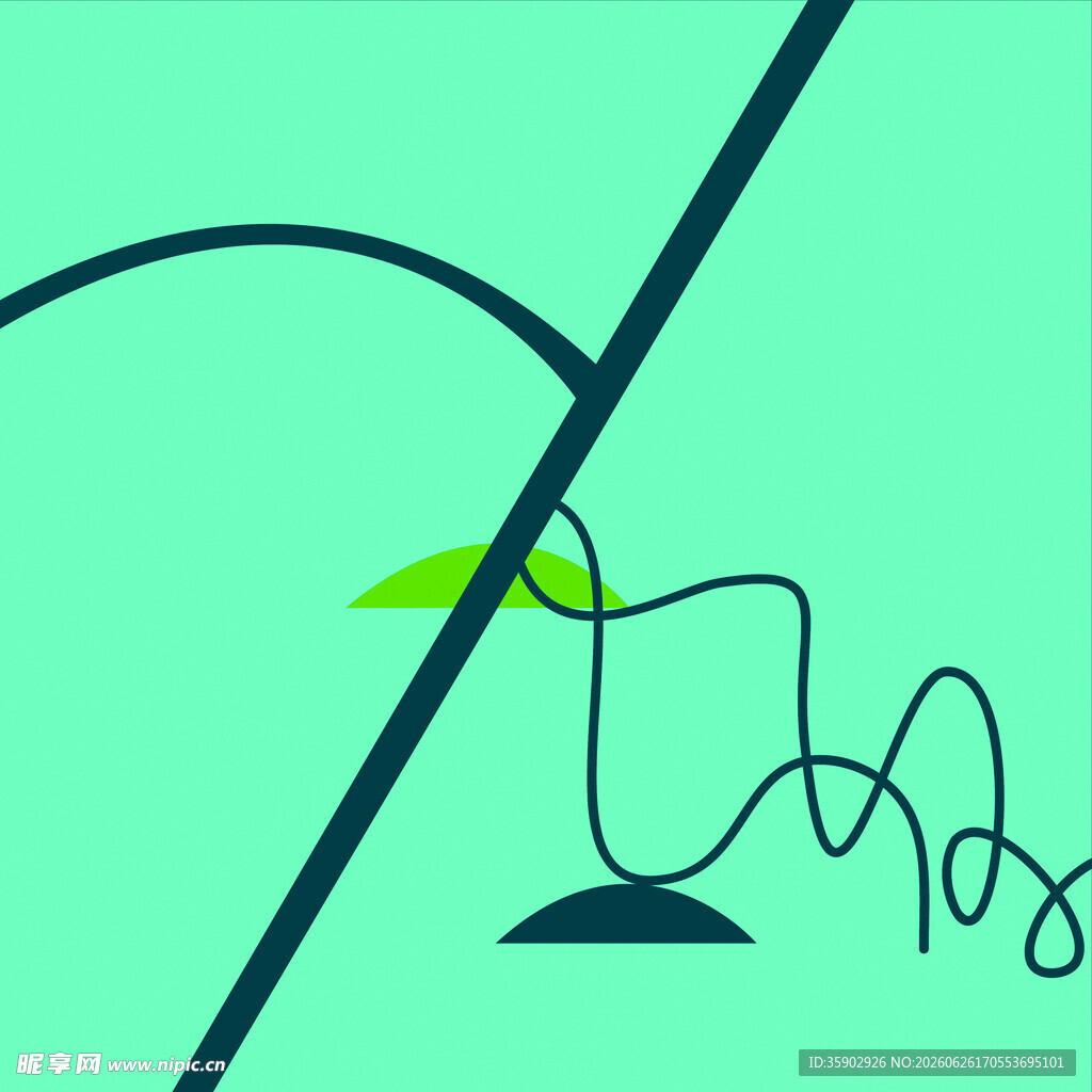 简约绿植台灯插画