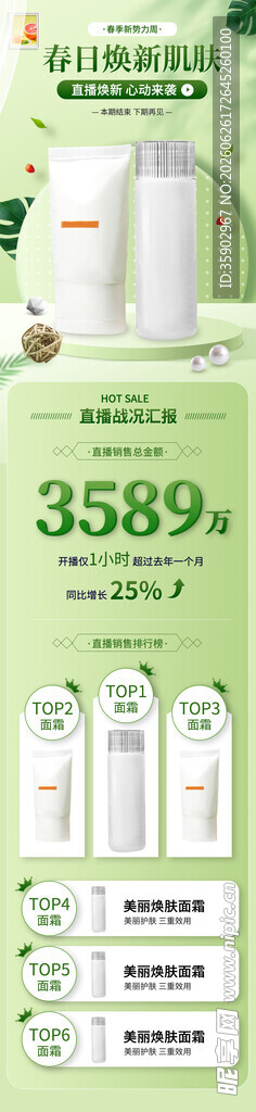 绿色清新护肤品套装展示