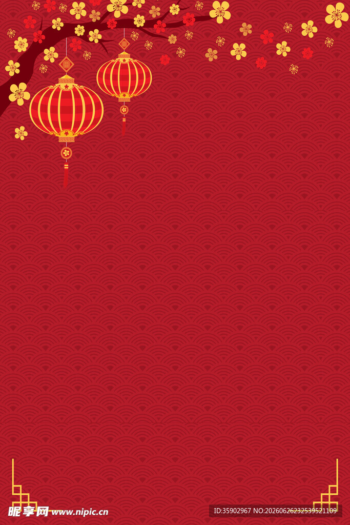 红色喜庆中式灯笼背景图
