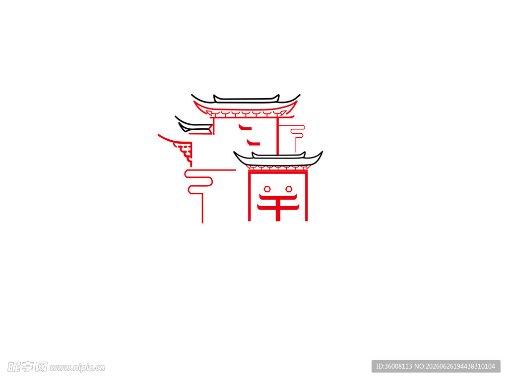 中式传统牌坊建筑图案