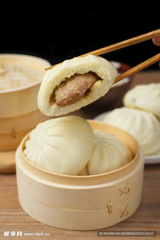 美味鲜肉小笼包特写