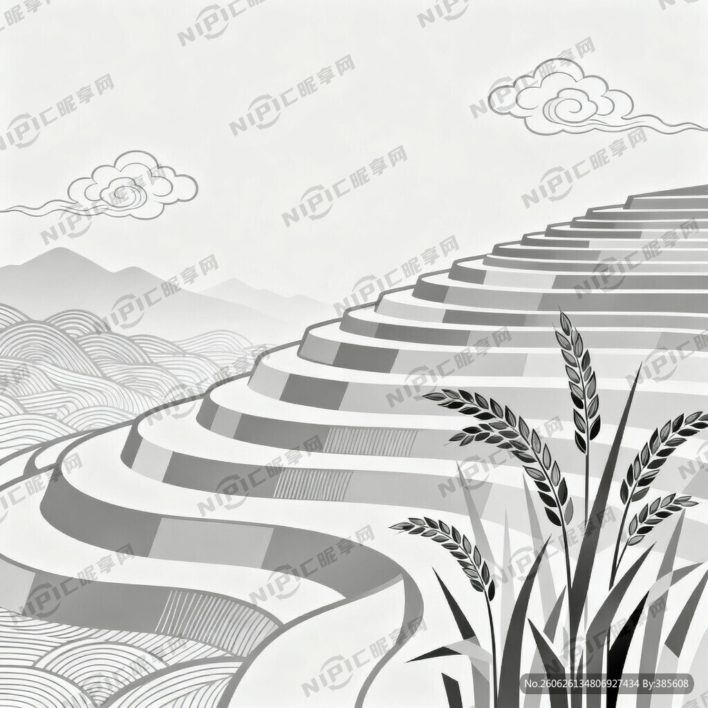 主题元素：极简线条梯田