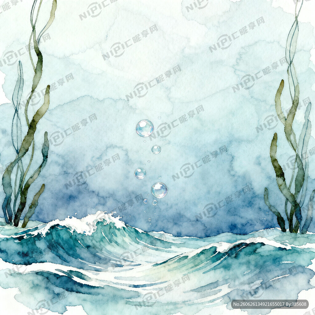 主题元素：柔和海浪波纹 气泡