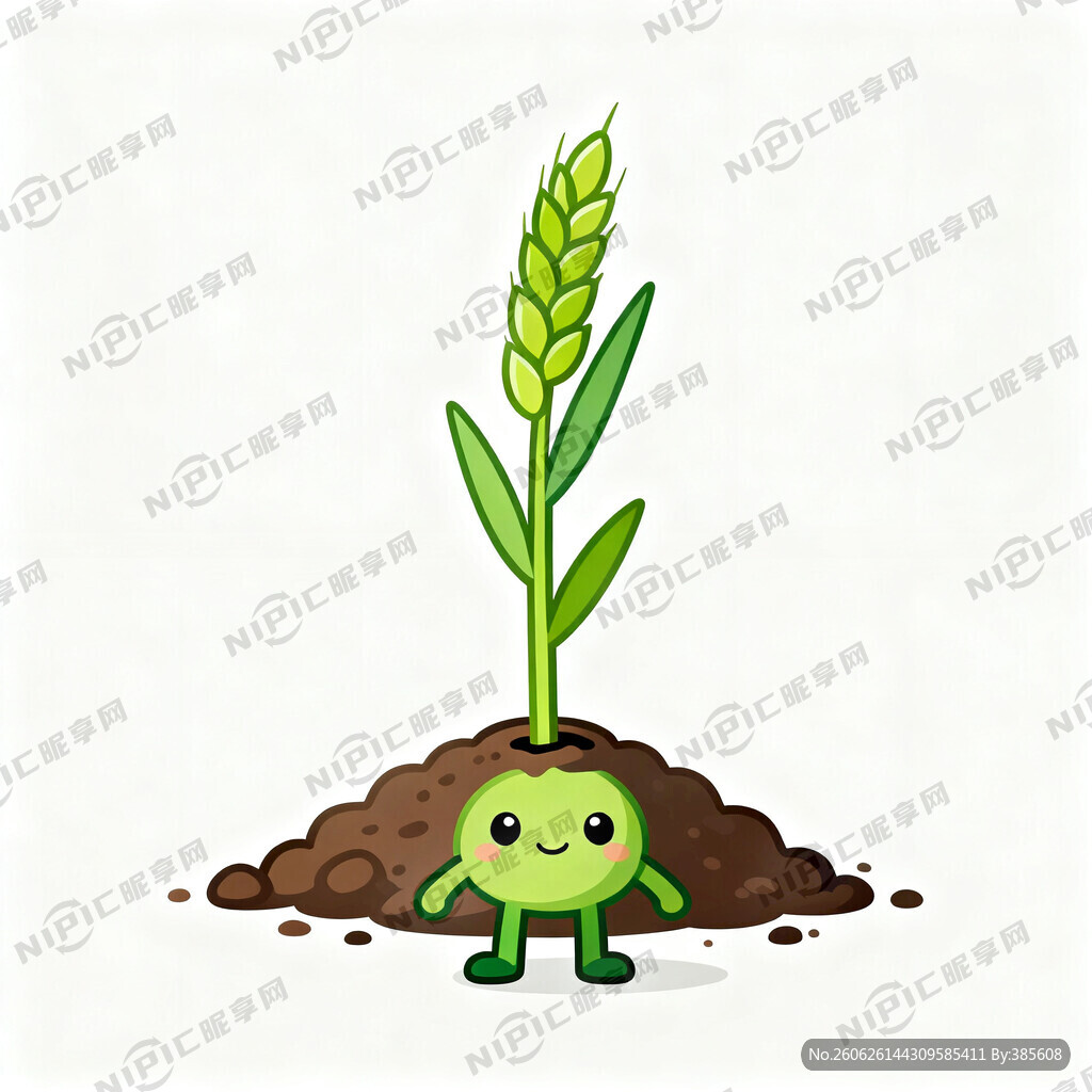 全能禾苗小绿  单株嫩禾苗拟人