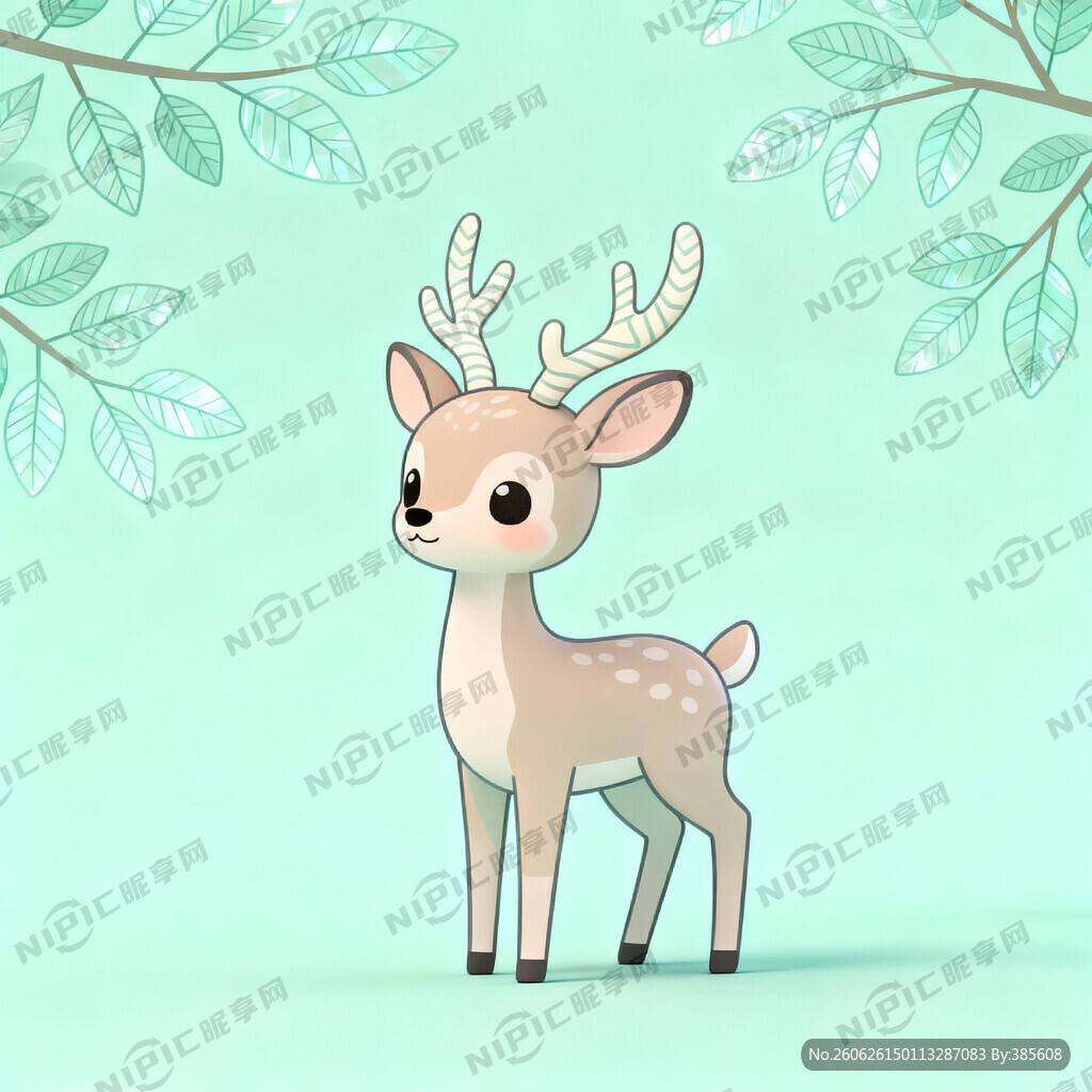 清新森系小鹿 卡通主体