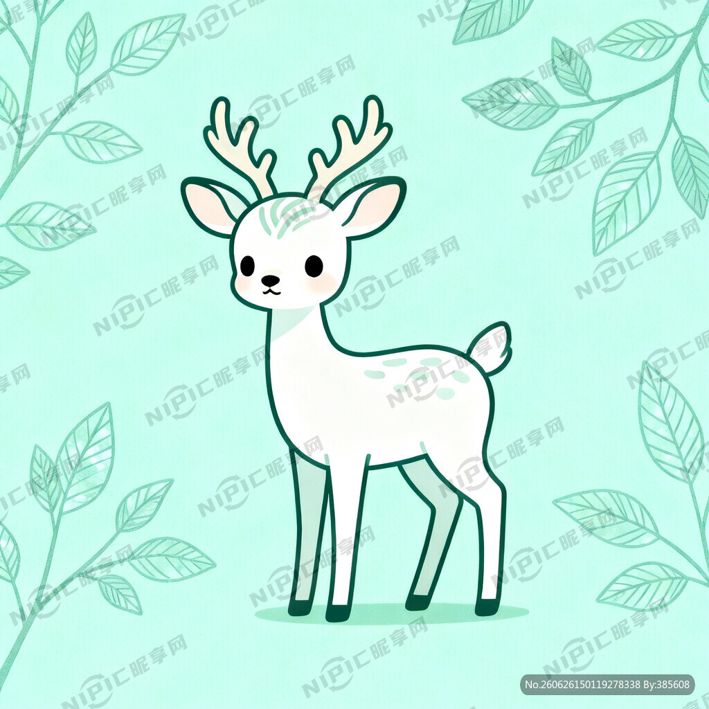 清新森系小鹿 卡通主体