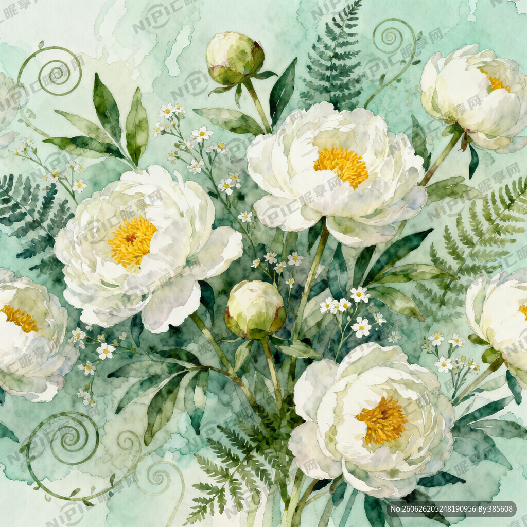 专业水彩手绘装饰画 暖黄花蕊