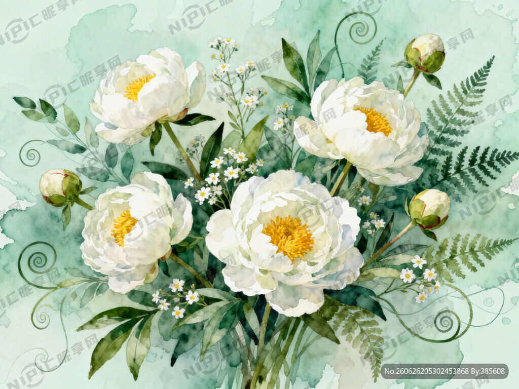 专业水彩手绘装饰画 暖黄花蕊