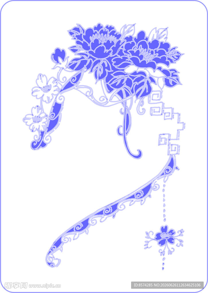 青花瓷风花卉藤蔓图案