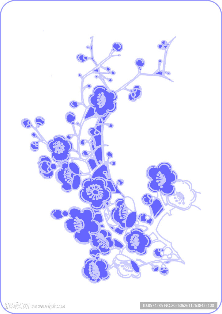 青花瓷花卉图案设计元素