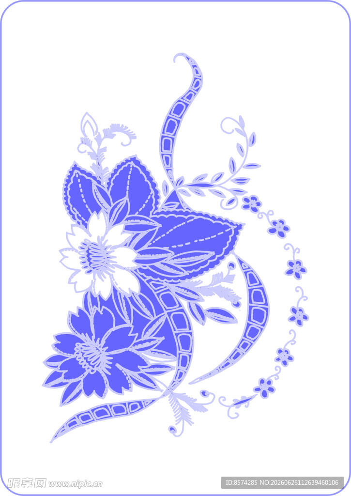 蓝白花卉图案设计