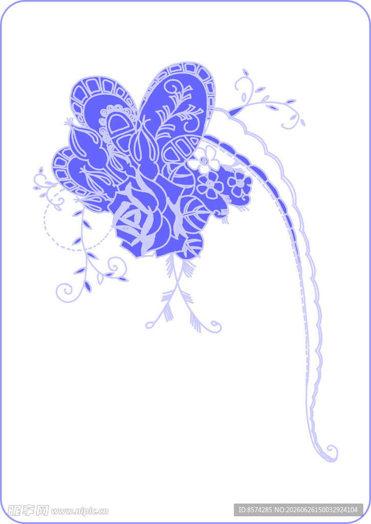 蓝色蝴蝶花纹艺术图案