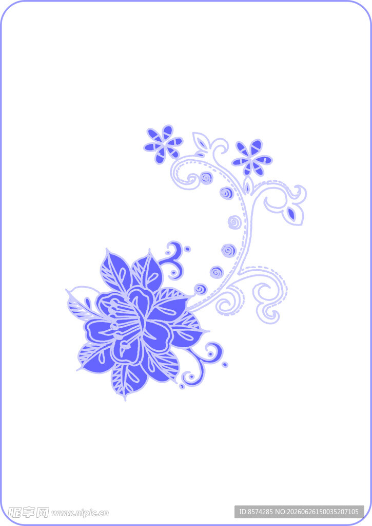蓝色花卉图案设计元素