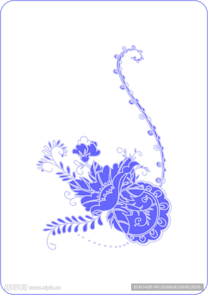 青花瓷花卉图案设计元素