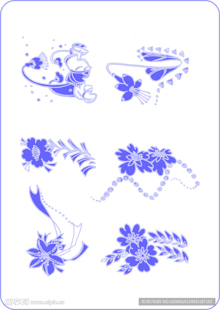 青花瓷花卉图案设计元素