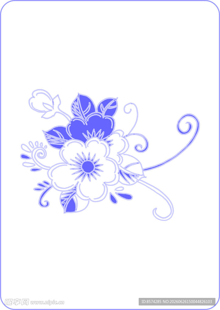 蓝白花卉图案设计