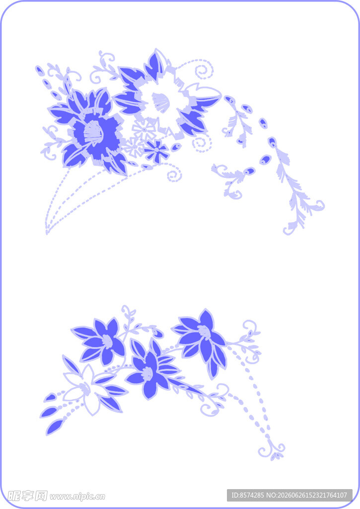 青花瓷风花卉图案设计