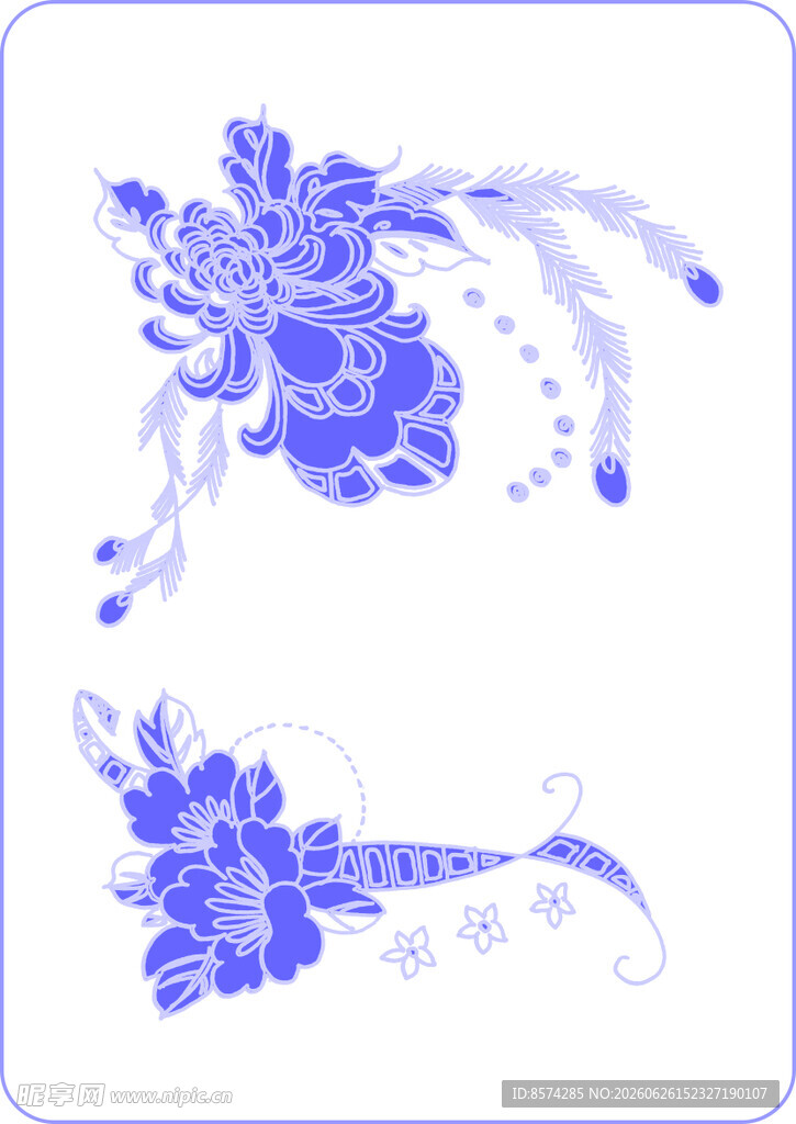 青花瓷花卉图案设计元素