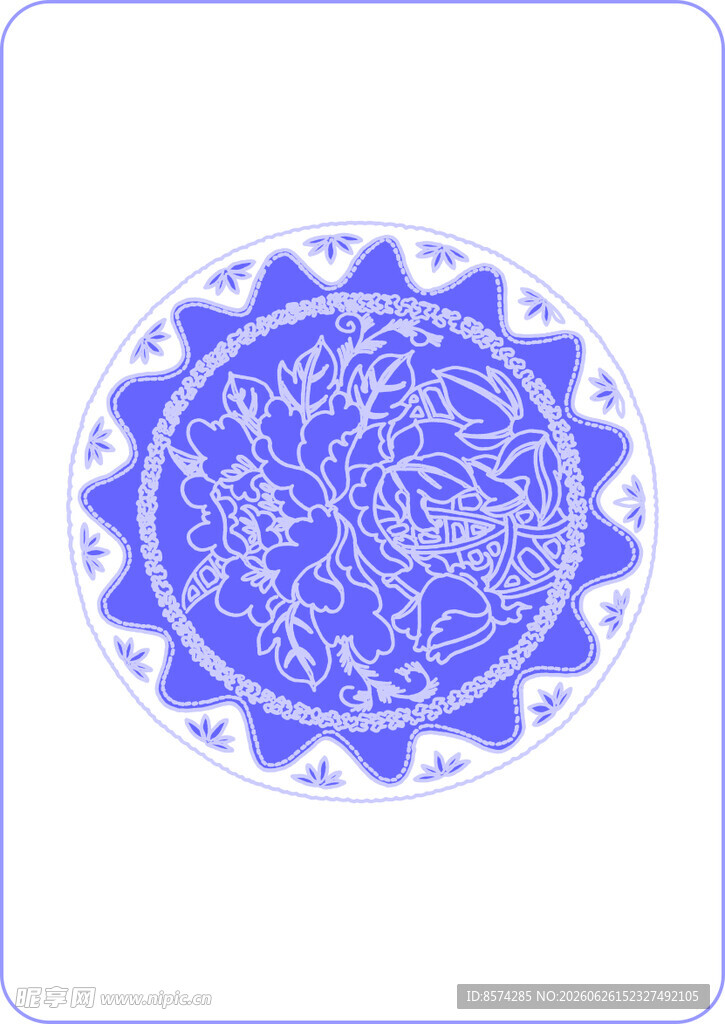蓝白传统花纹圆形图案
