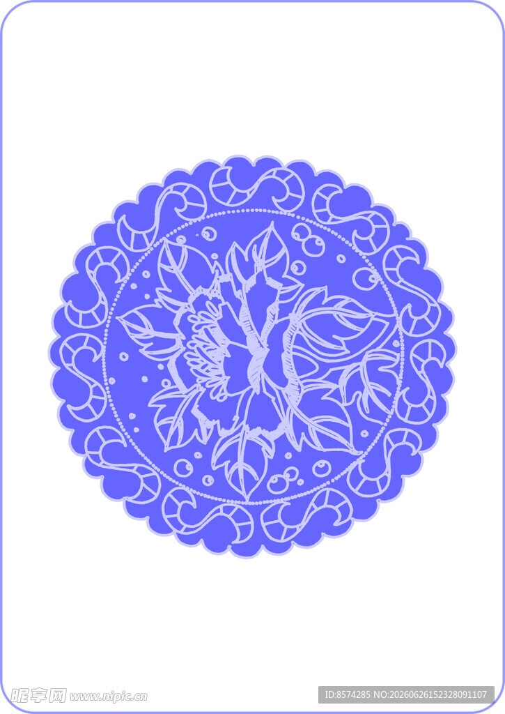 蓝色圆形精美花纹图案