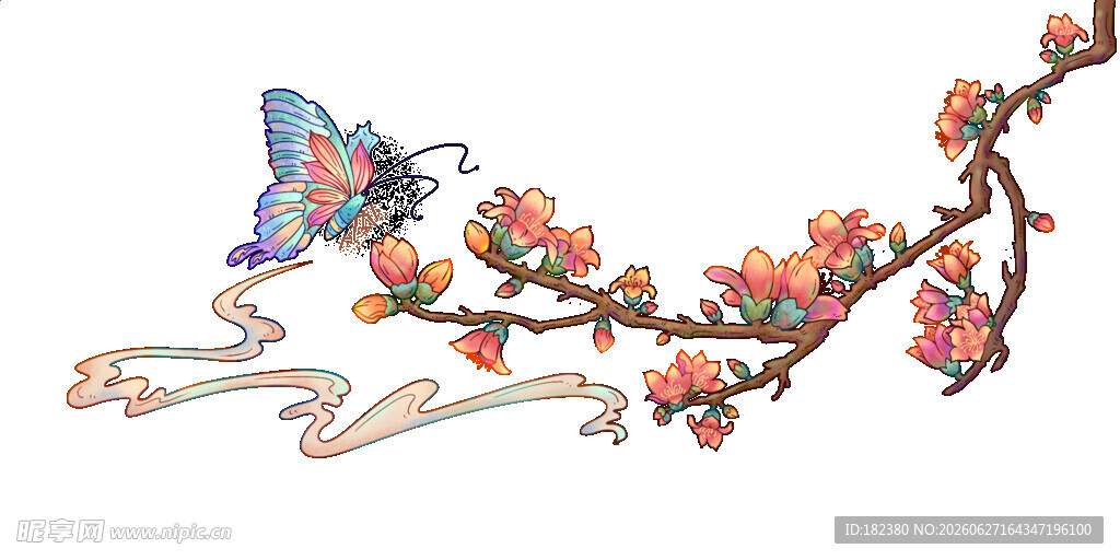 蝶舞花枝图