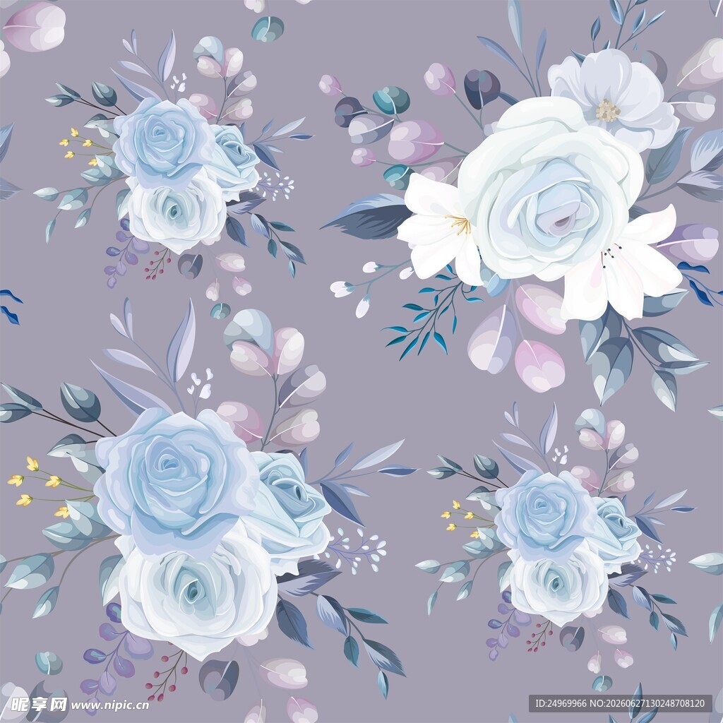 淡蓝花卉图案背景纹理