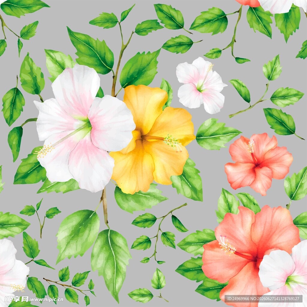 花卉绿叶图案