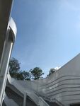 现代建筑外观与蓝天绿树