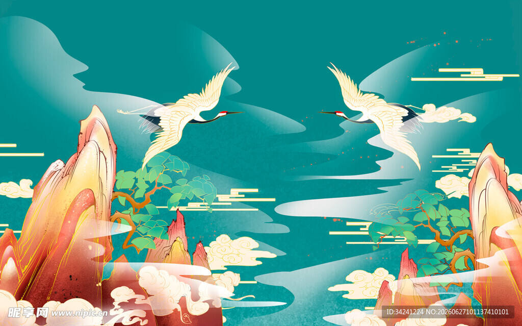 梦幻山海飞鸟奇幻景象