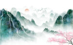 水墨山水间的烂漫春色