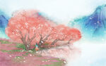 梦幻樱花山水风景图