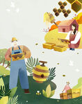 养蜂人辛勤劳作的场景