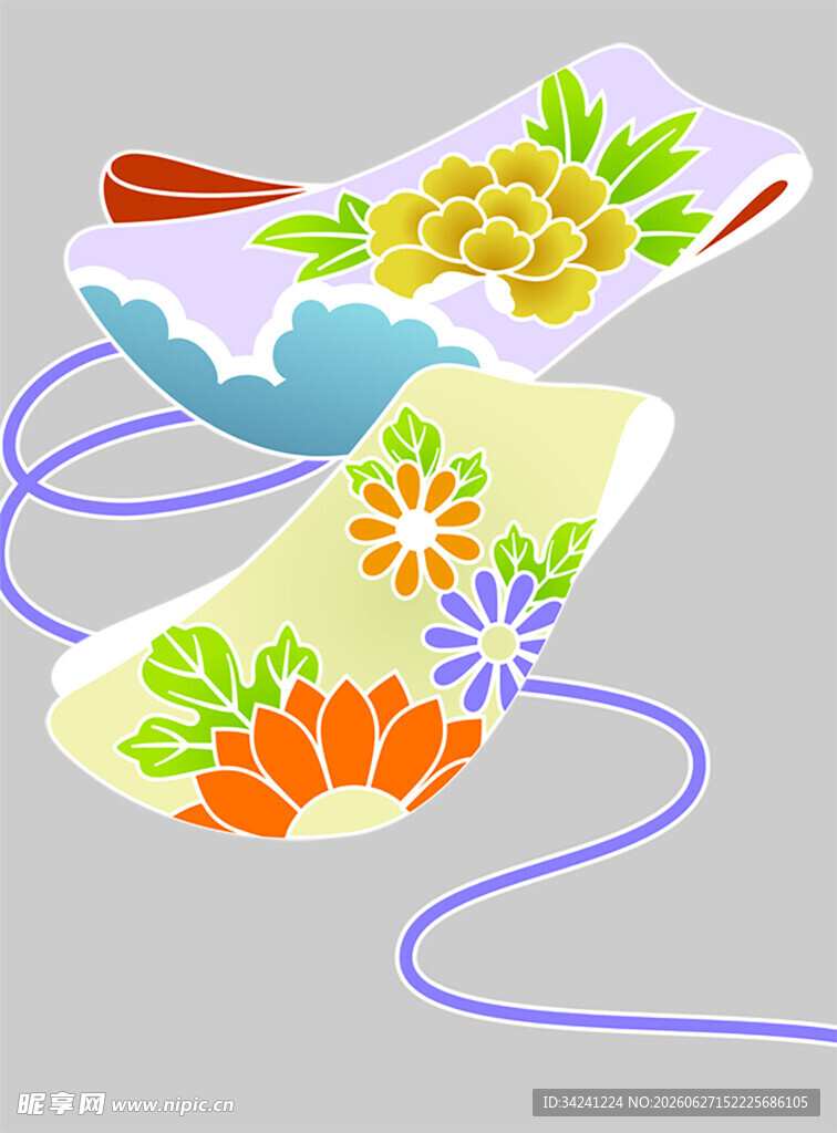 多彩花卉图案风筝