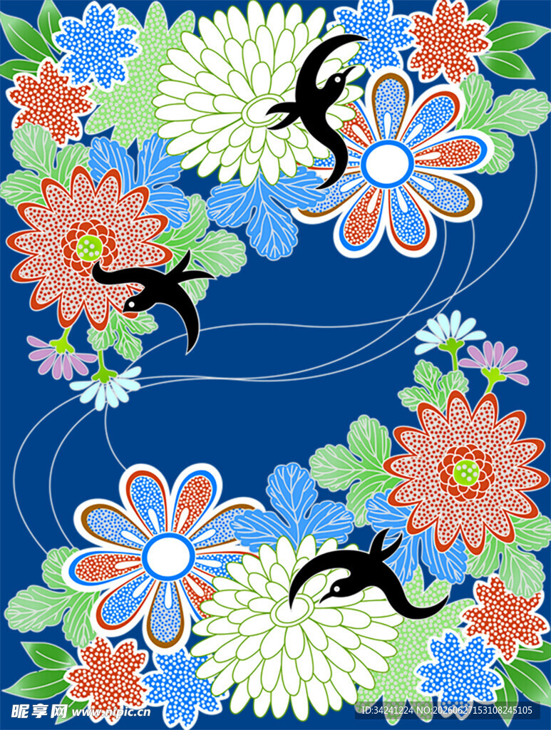 日式花鸟图案装饰画